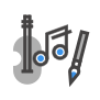 violin , musical note and paintbrush icon