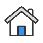 House with a light blue door icon